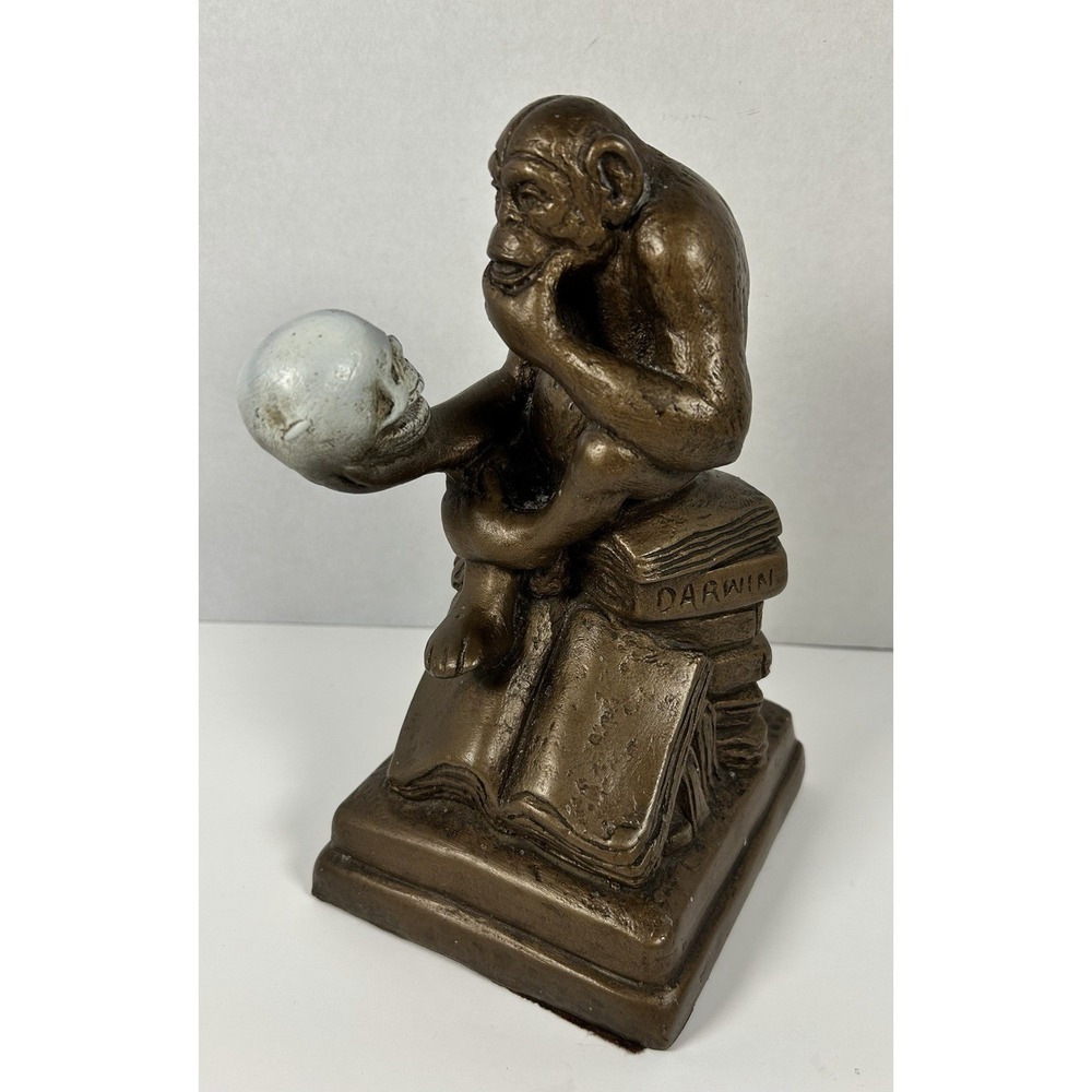 Darwin Monkey Statue Skull Sculpture 9.5" Tall 1962 Austin Productions MCM